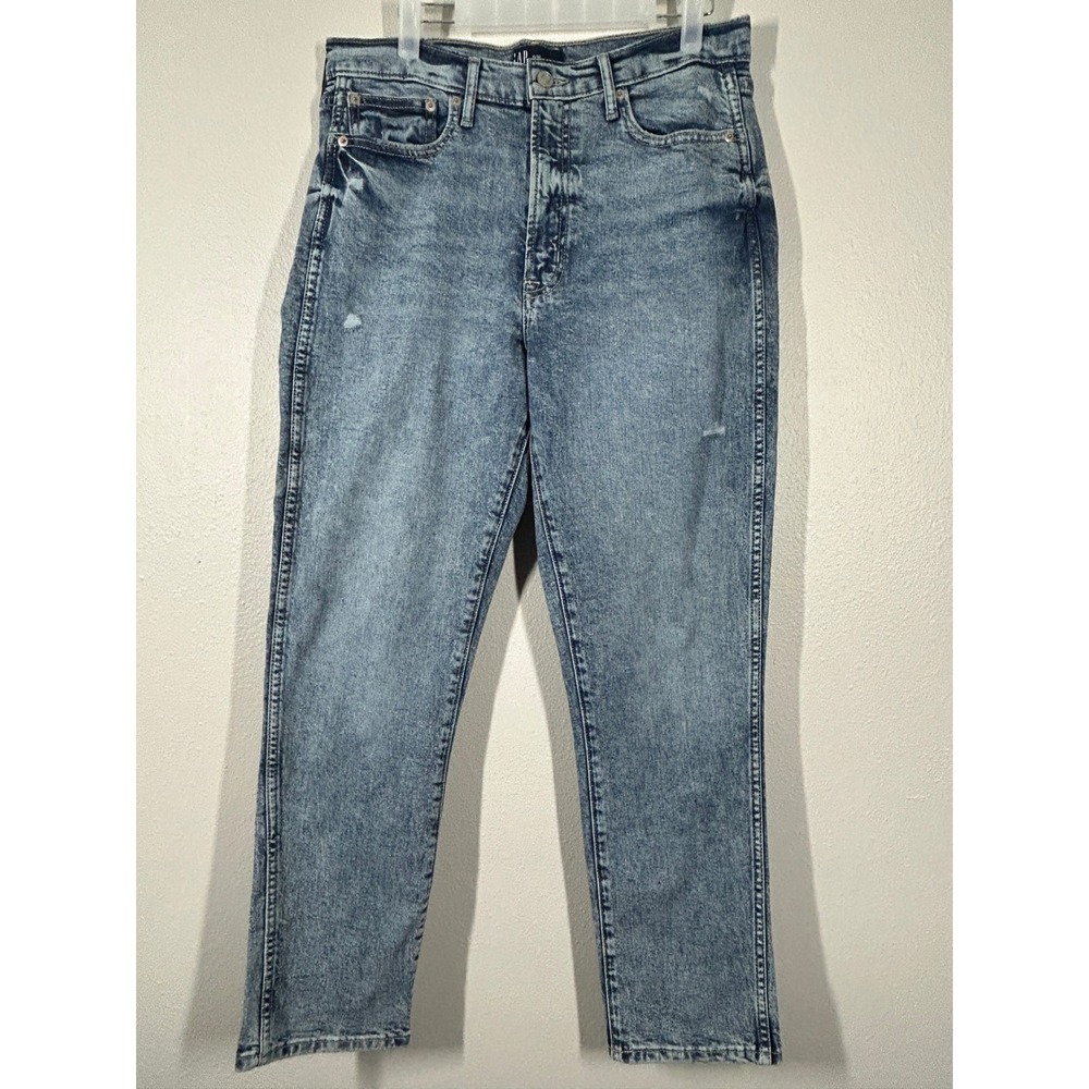 Gap Denim Womens 10/30 High Rise Vintage Slim Blue Jeans Distressed Stretch - Picture 1 of 12
